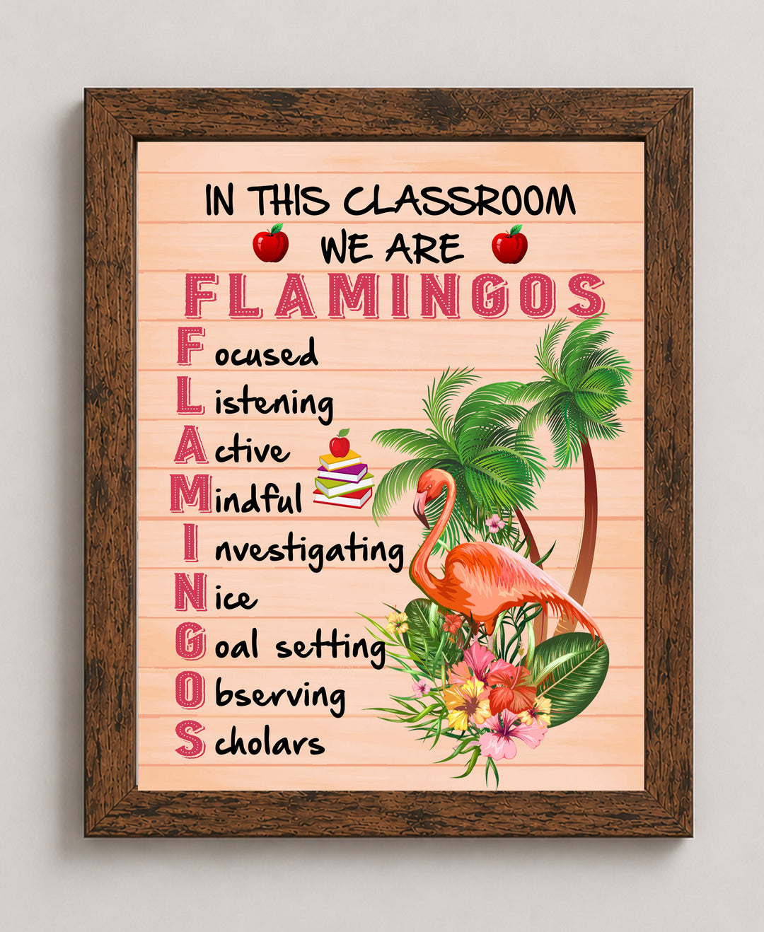 In This Classroom We Are Flamingos Inspirational Wall Art