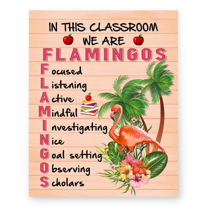 In This Classroom We Are Flamingos Inspirational Wall Art