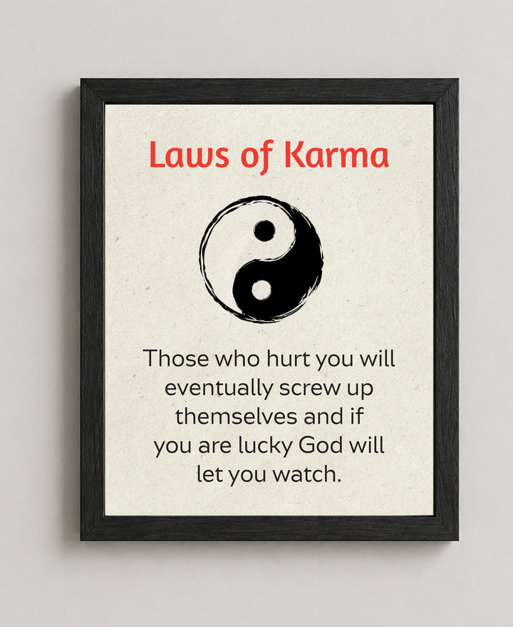 Laws of Karma Yin Yang Inspirational Wall Art
