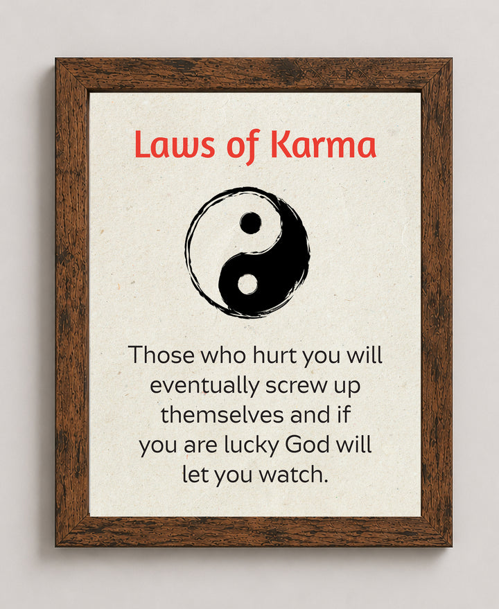 Laws of Karma Yin Yang Inspirational Wall Art