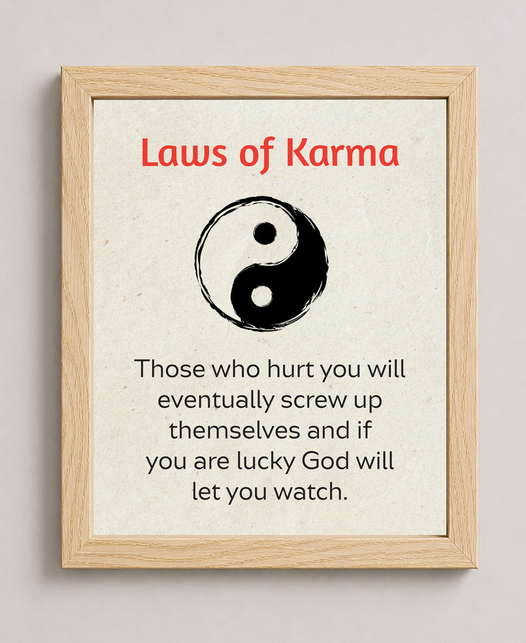 Laws of Karma Yin Yang Inspirational Wall Art