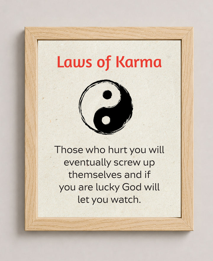 Laws of Karma Yin Yang Inspirational Wall Art