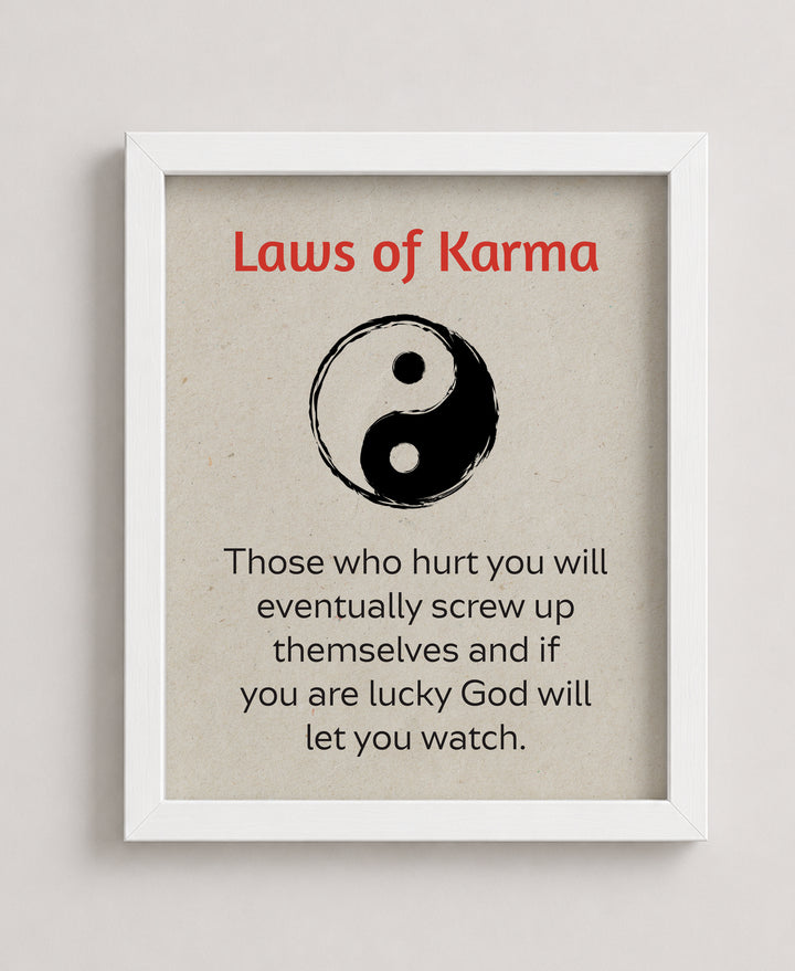 Laws of Karma Yin Yang Inspirational Wall Art