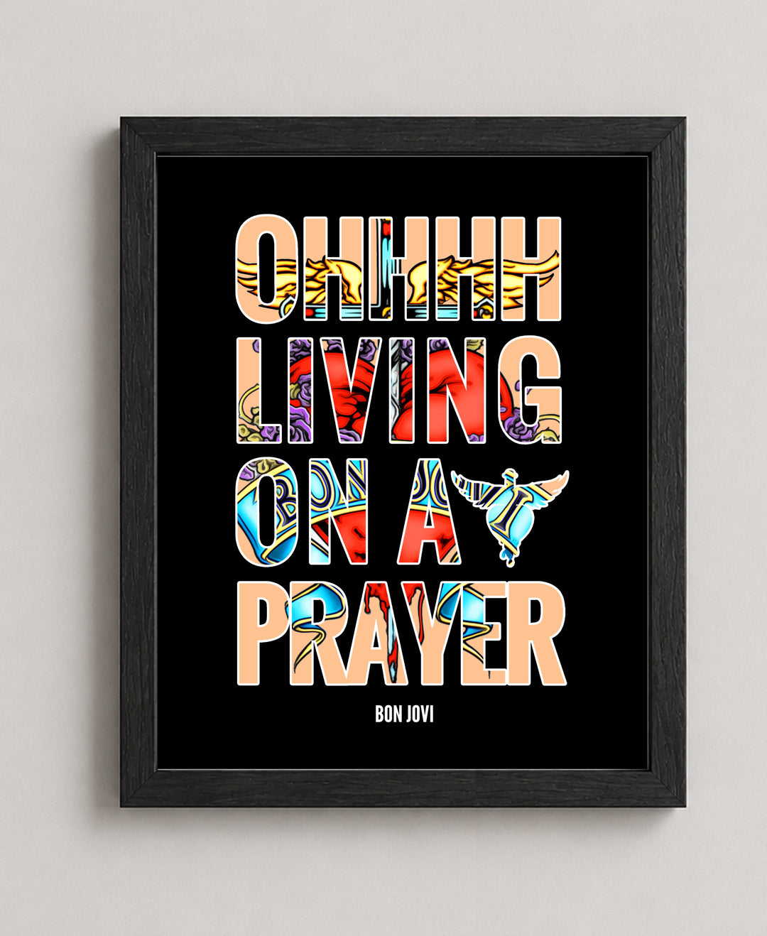 Bon Jovi Living on a Prayer Vintage Rock Christian Wall Art
