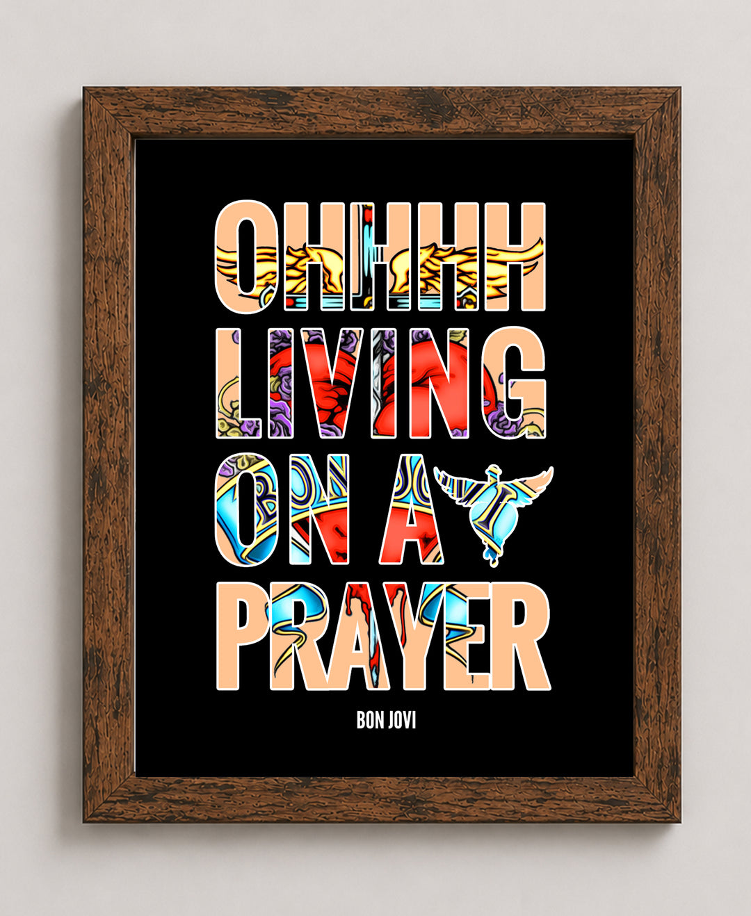 Bon Jovi Living on a Prayer Vintage Rock Christian Wall Art