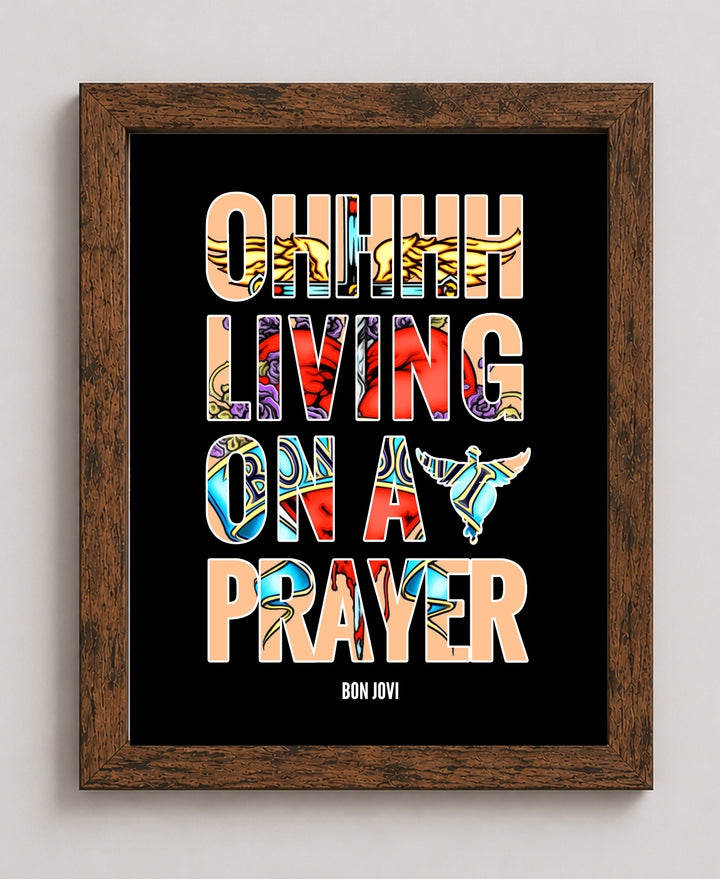 Bon Jovi Living on a Prayer Vintage Rock Christian Wall Art