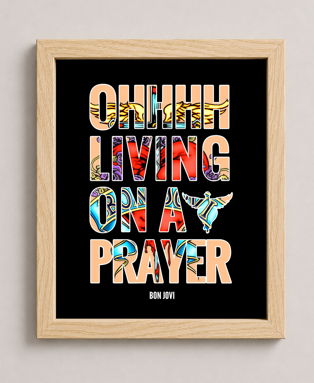 Bon Jovi Living on a Prayer Vintage Rock Christian Wall Art