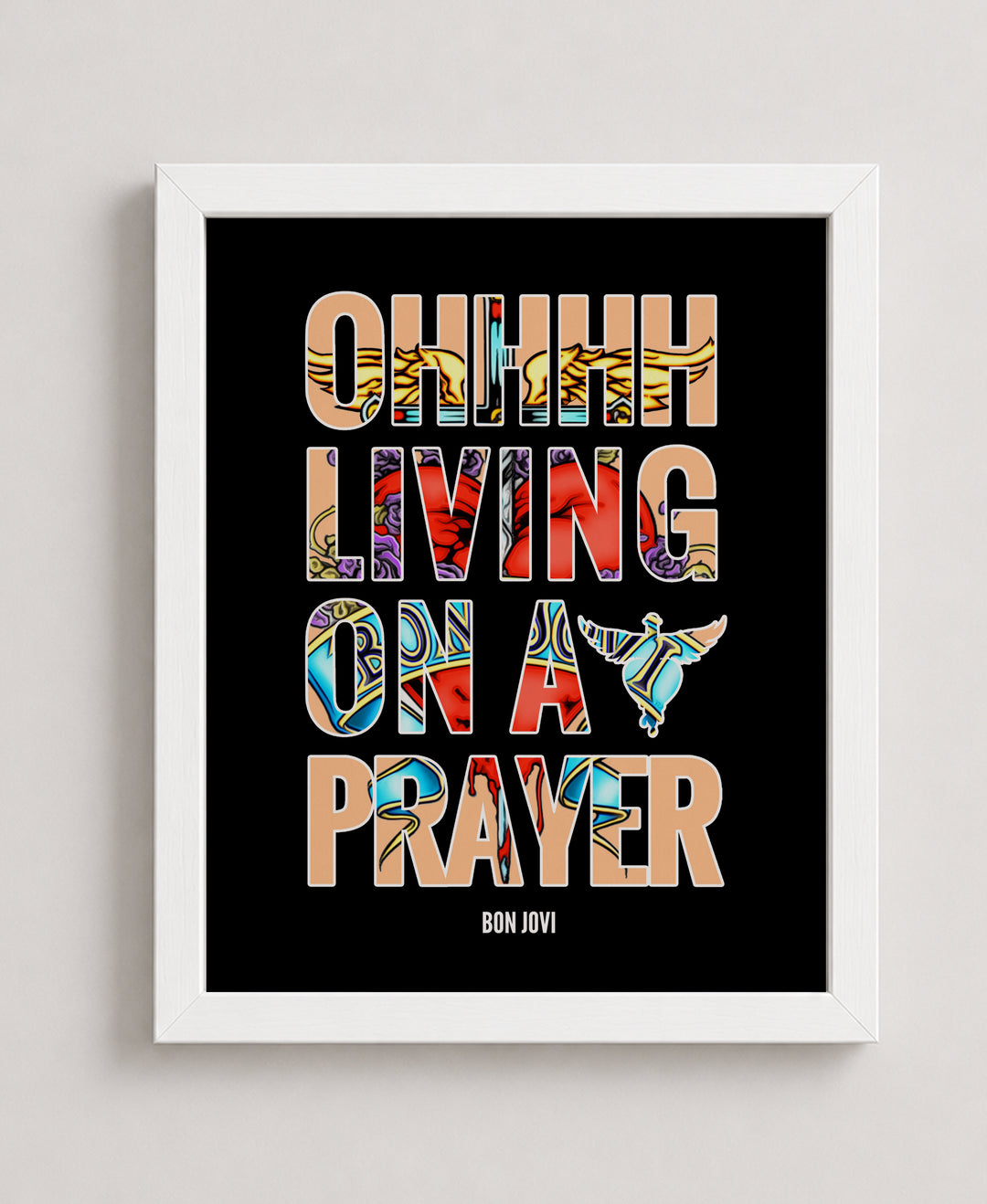 Bon Jovi Living on a Prayer Vintage Rock Christian Wall Art