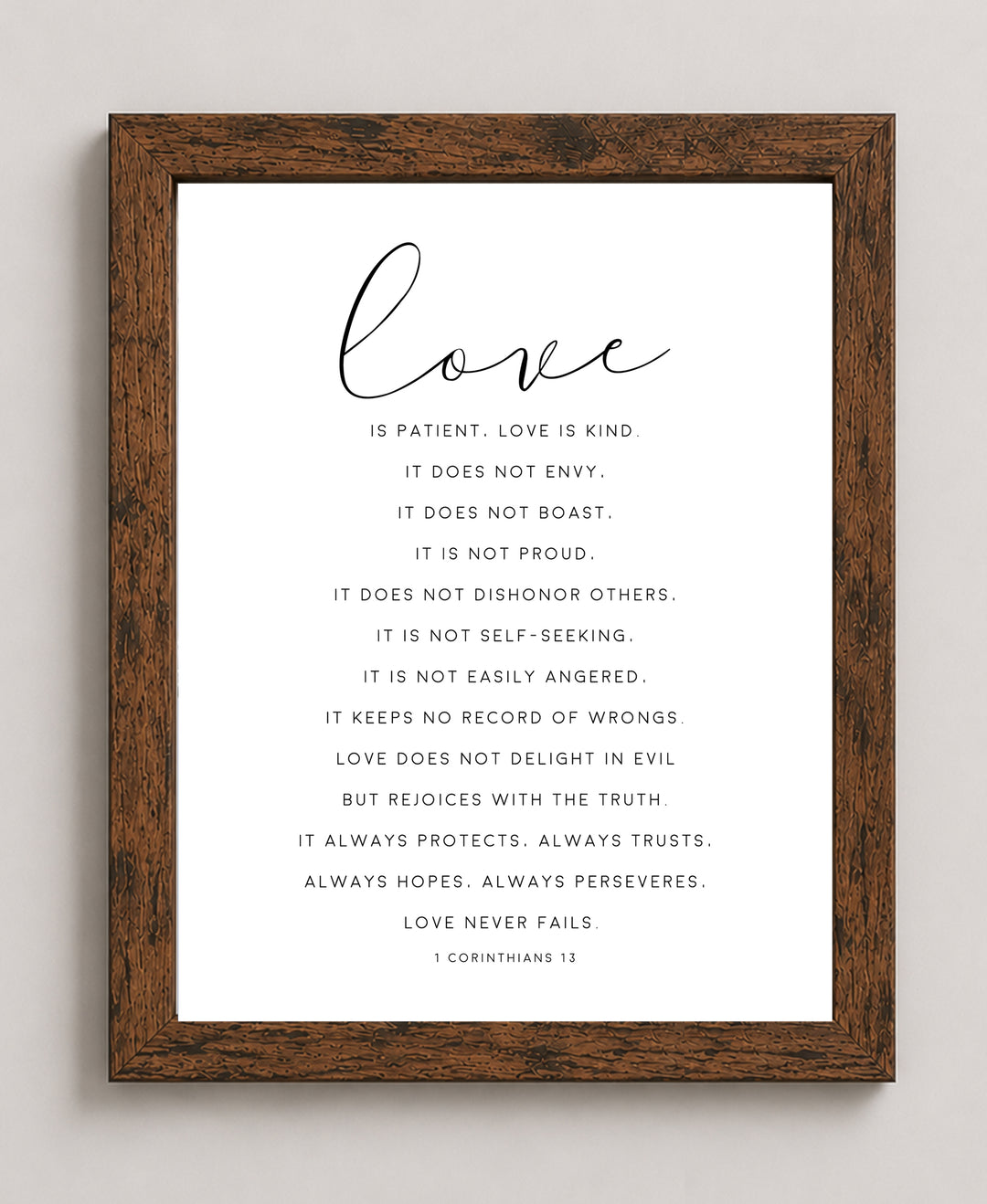 Love Is Patient Love Is Kind 1 Corinthians Family Inspirational Wall Art