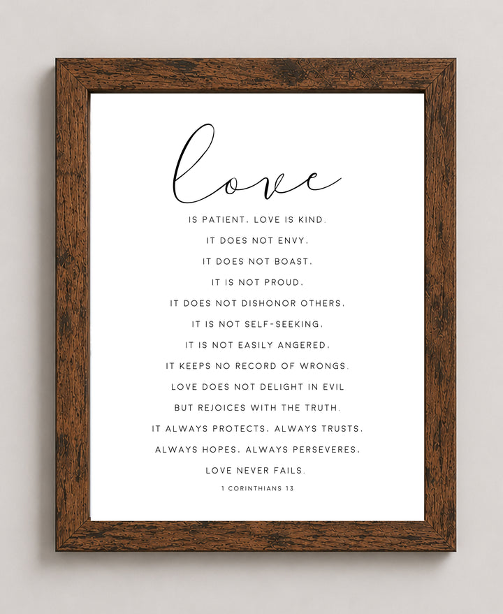 Love Is Patient Love Is Kind 1 Corinthians Family Inspirational Wall Art