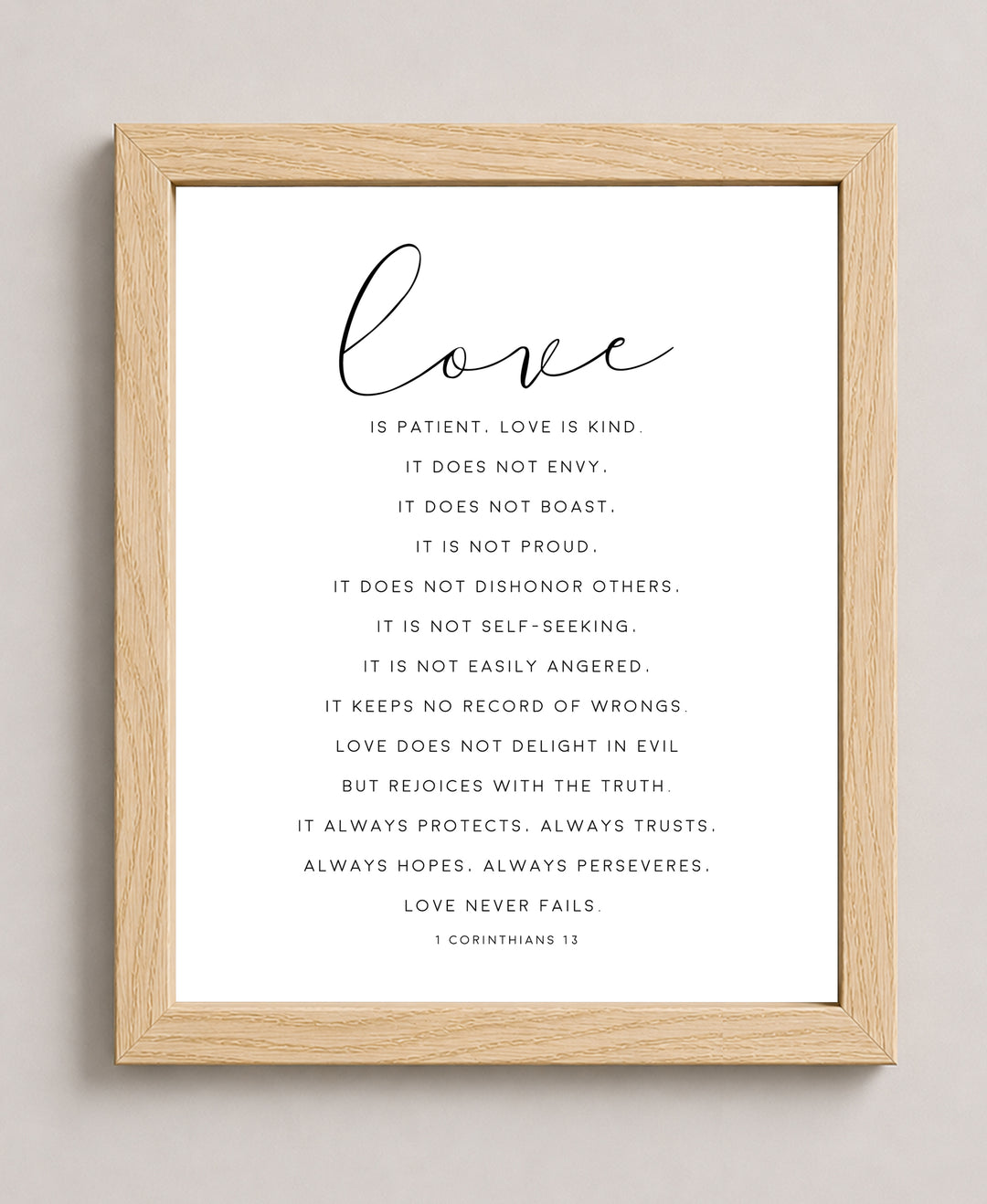Love Is Patient Love Is Kind 1 Corinthians Family Inspirational Wall Art