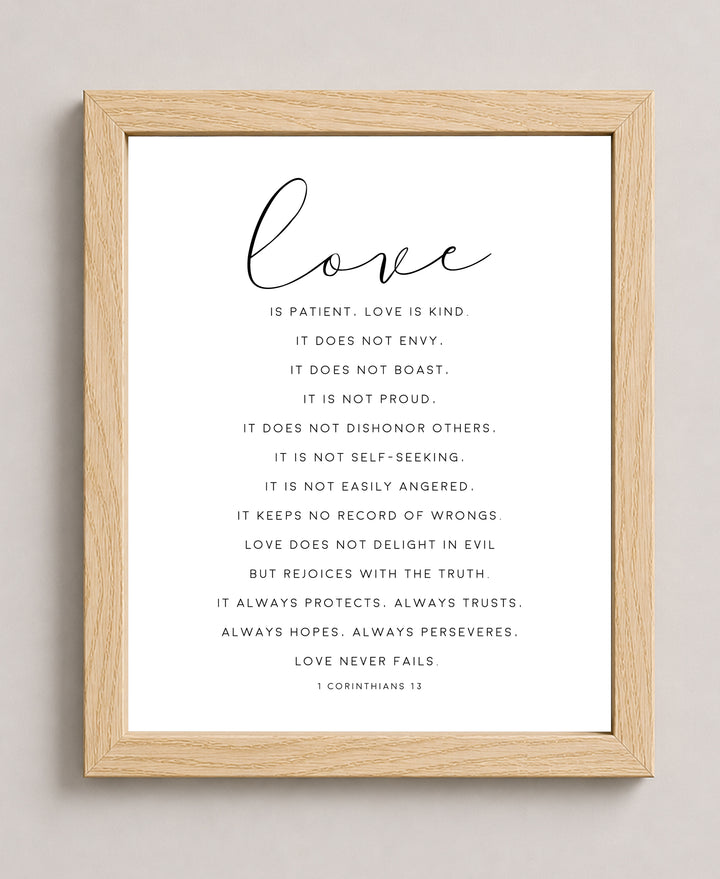 Love Is Patient Love Is Kind 1 Corinthians Family Inspirational Wall Art