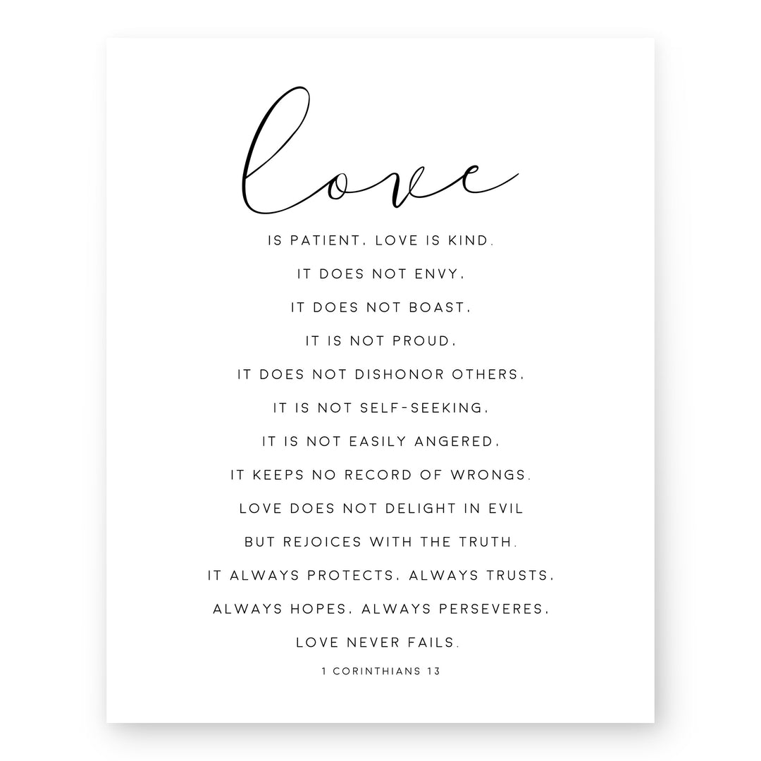 Love Is Patient Love Is Kind 1 Corinthians Family Inspirational Wall Art