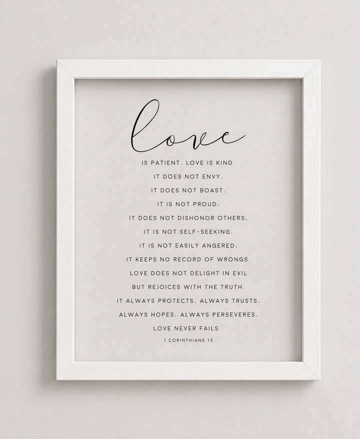 Love Is Patient Love Is Kind 1 Corinthians Family Inspirational Wall Art