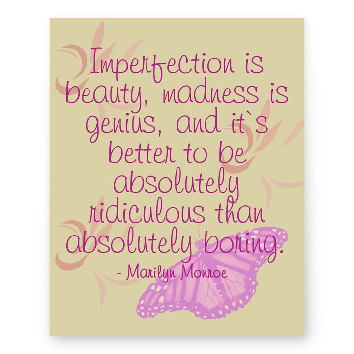 Marilyn Monroe Imperfection Is Beauty Inspirational Wall Art