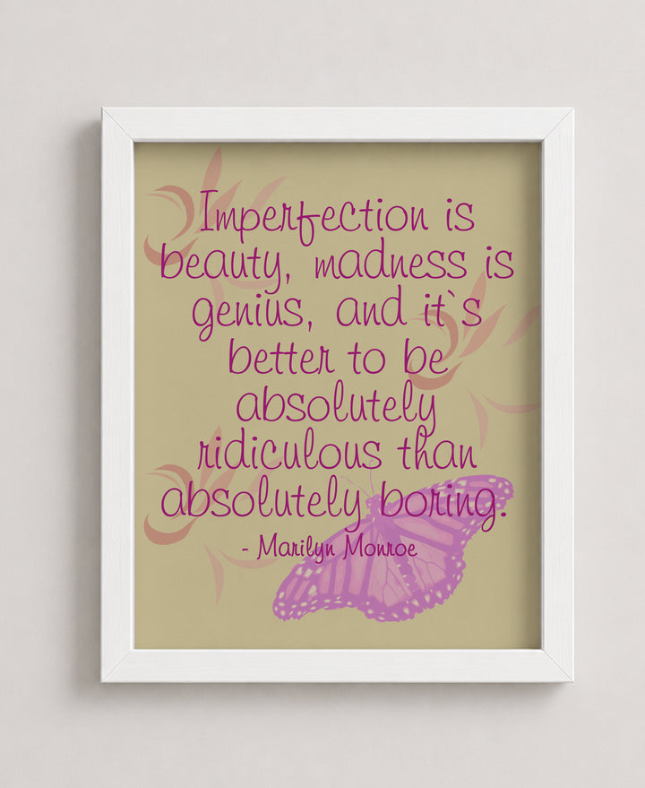 Marilyn Monroe Imperfection Is Beauty Inspirational Wall Art