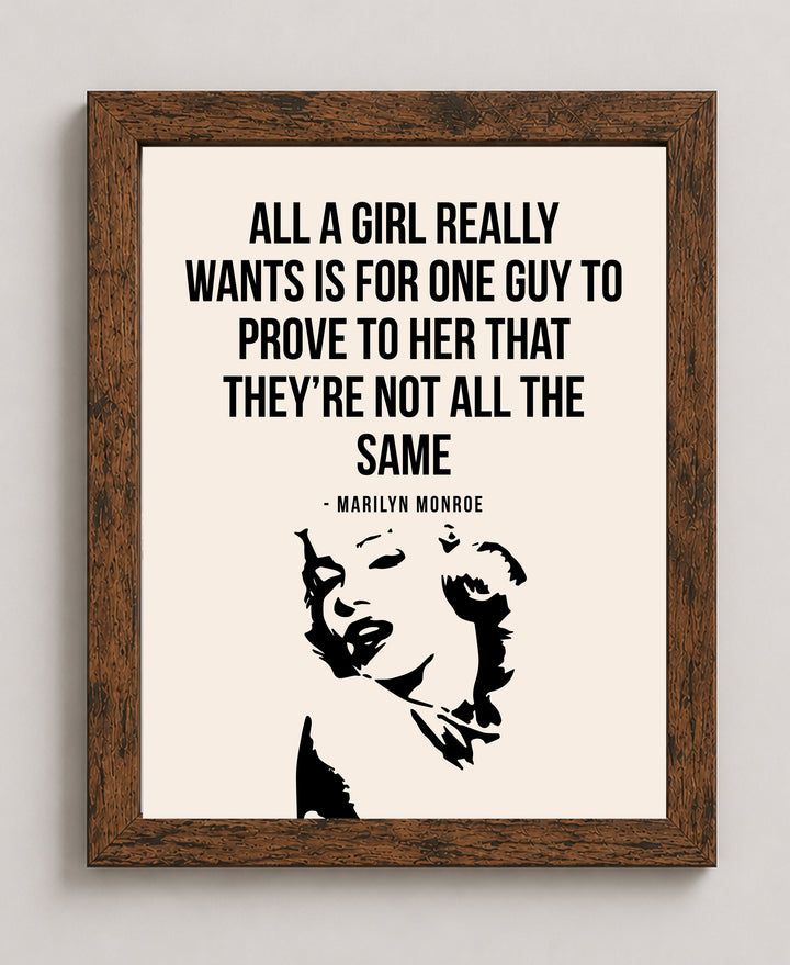 Marilyn Monroe All a Girl Really Wants Inspirational Wall Art