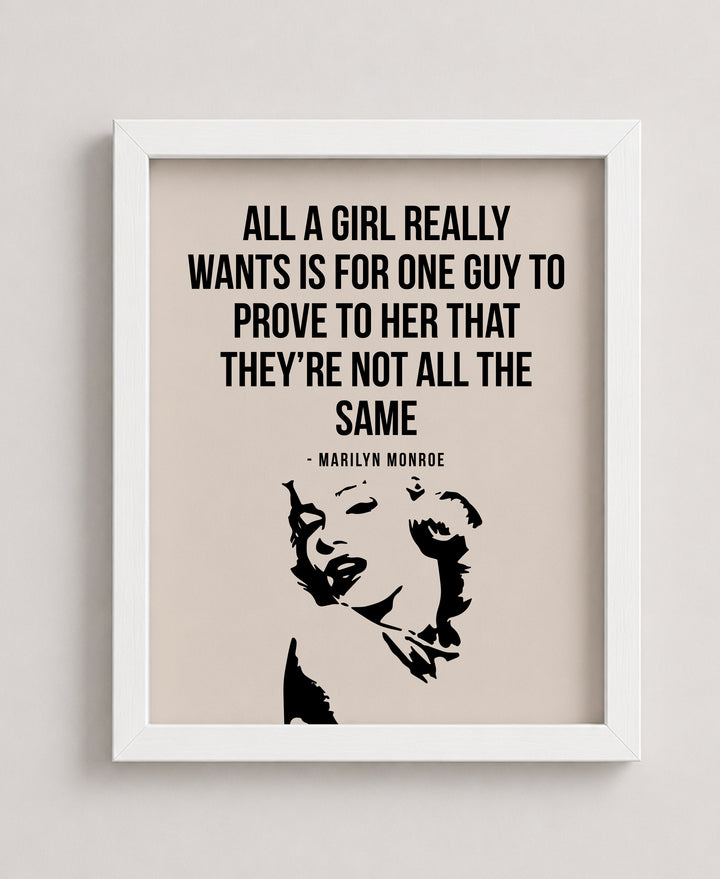 Marilyn Monroe All a Girl Really Wants Inspirational Wall Art