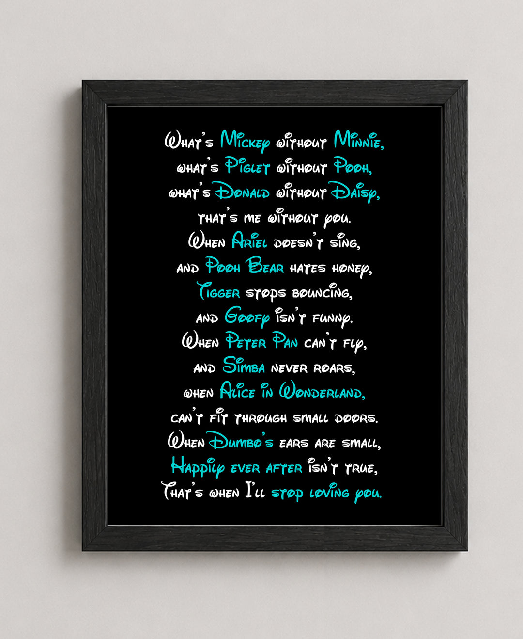 Romantic Typography Wall Art for Couples Bedroom Decor Inspirational Wall Art