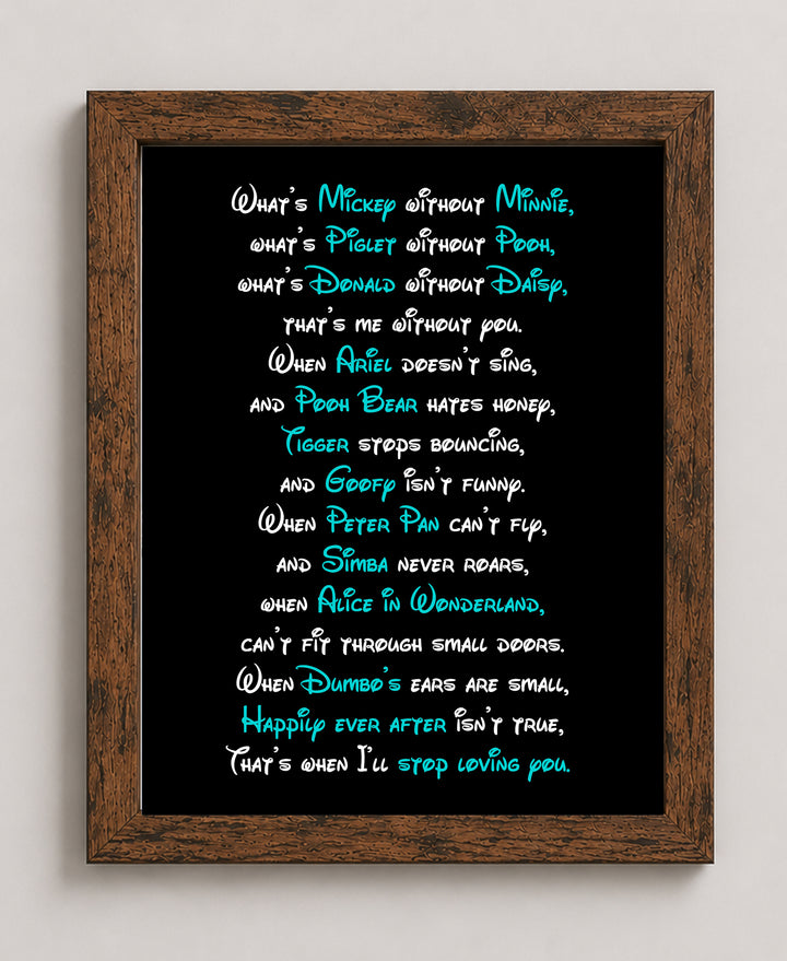 Romantic Typography Wall Art for Couples Bedroom Decor Inspirational Wall Art