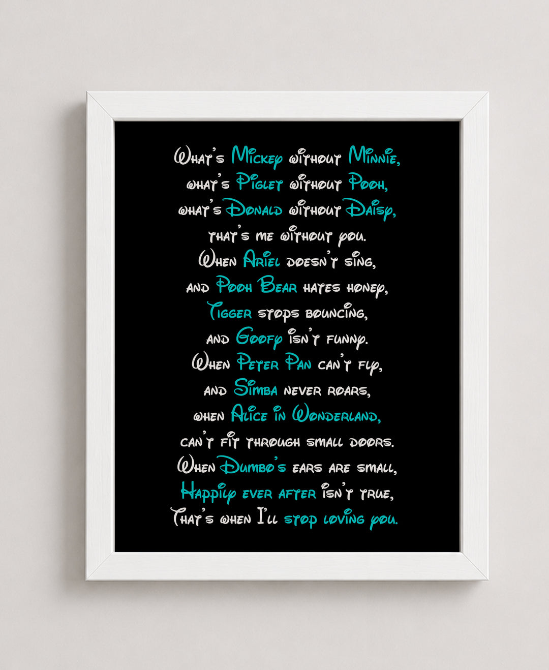 Romantic Typography Wall Art for Couples Bedroom Decor Inspirational Wall Art