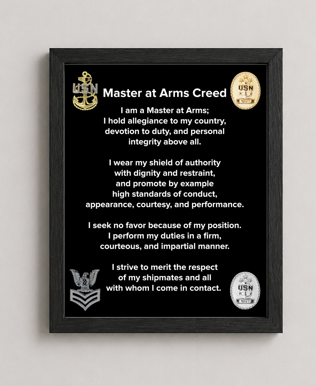 US Navy Master At Arms Creed Military Wall Art