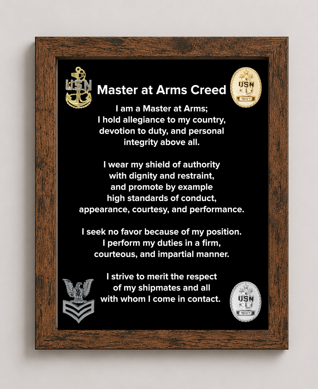 US Navy Master At Arms Creed Military Wall Art