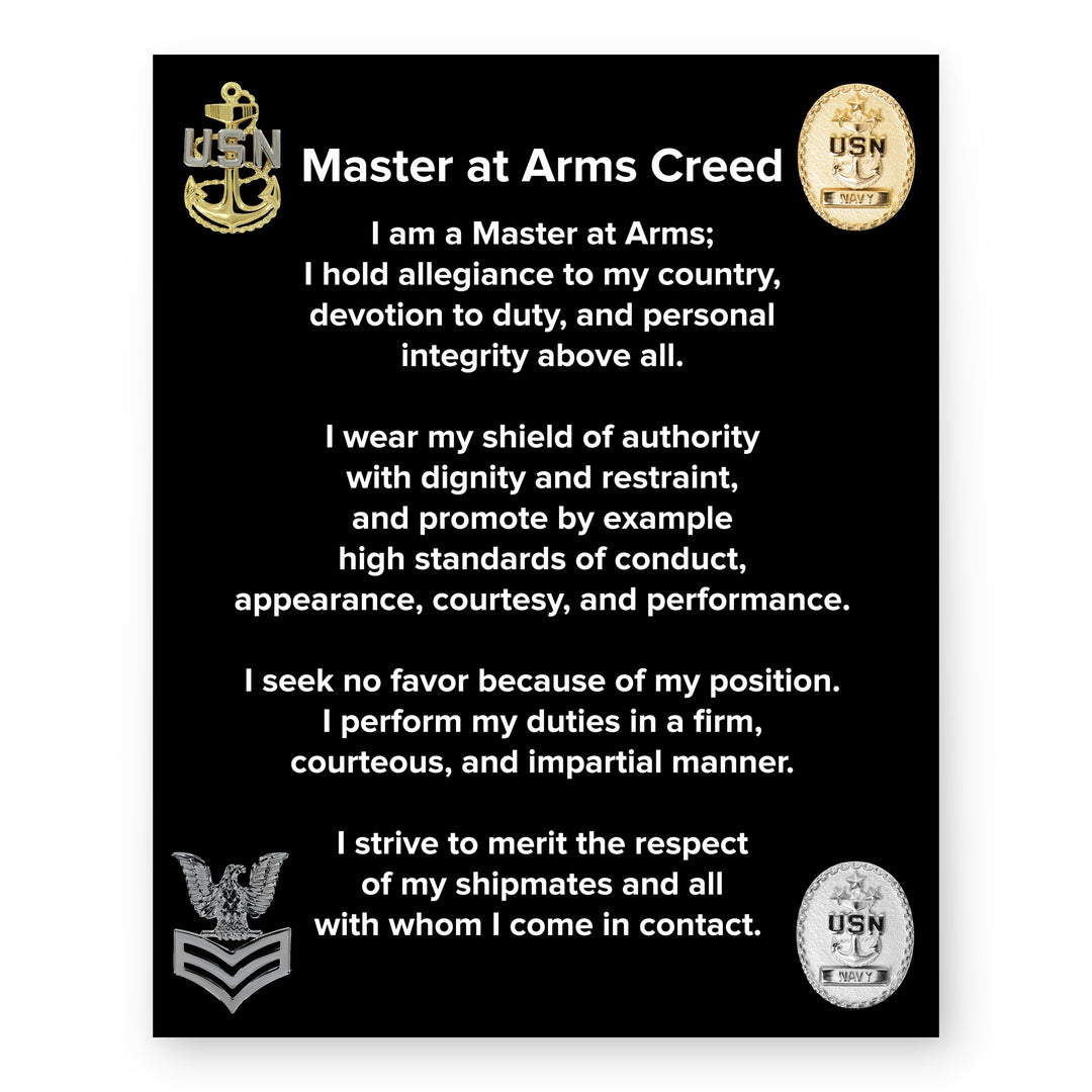 US Navy Master At Arms Creed Military Wall Art
