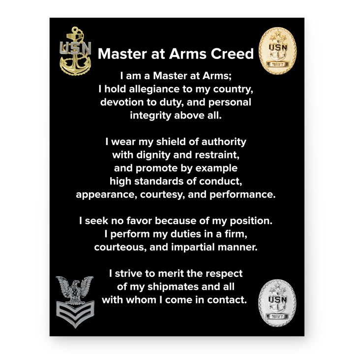 US Navy Master At Arms Creed Military Wall Art