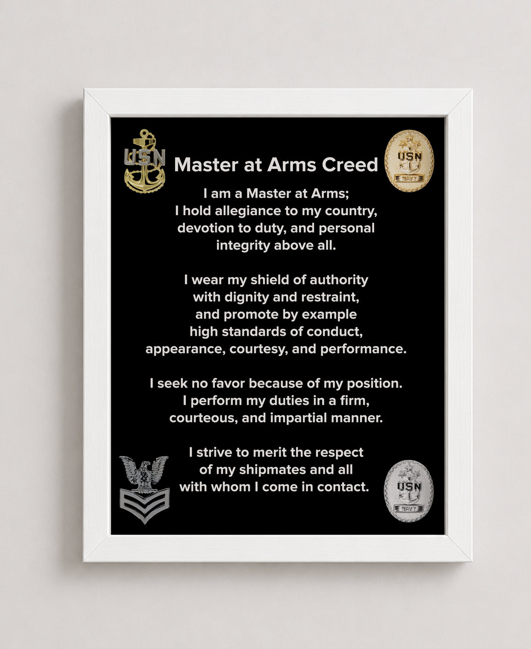 US Navy Master At Arms Creed Military Wall Art