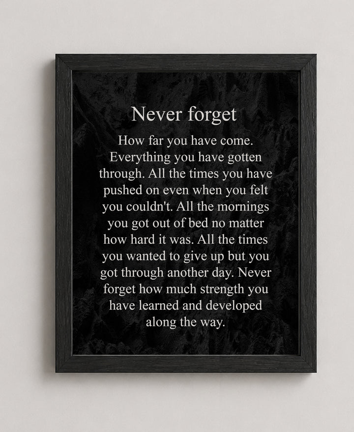 Never Forget How Far You Have Come Inspirational Wall Art