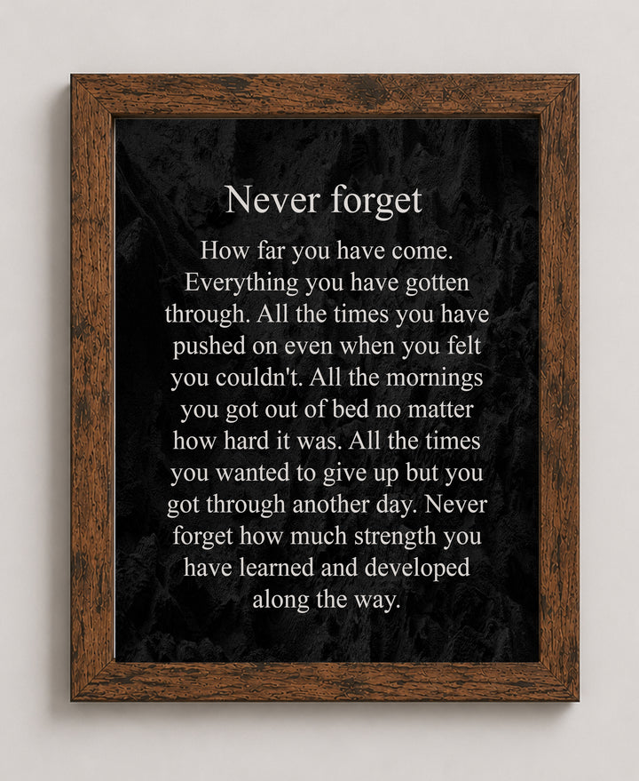 Never Forget How Far You Have Come Inspirational Wall Art