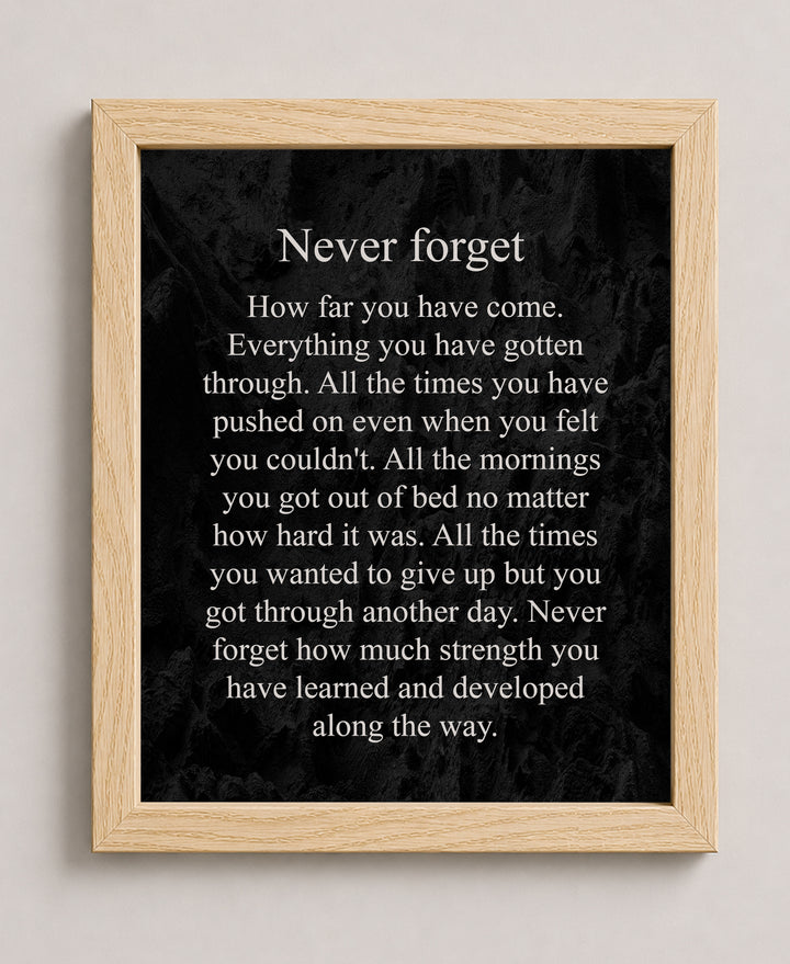 Never Forget How Far You Have Come Inspirational Wall Art
