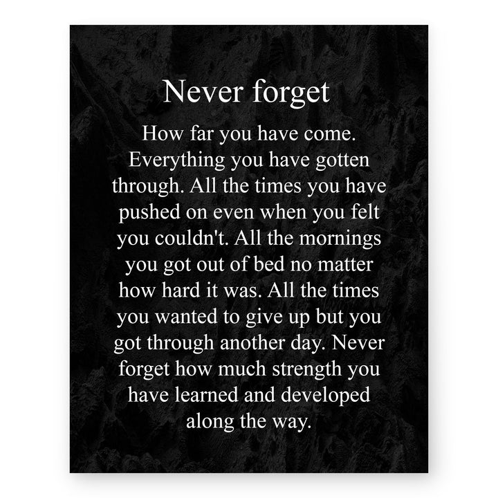 Never Forget How Far You Have Come Inspirational Wall Art