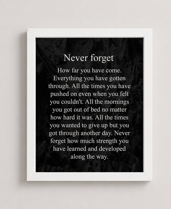 Never Forget How Far You Have Come Inspirational Wall Art