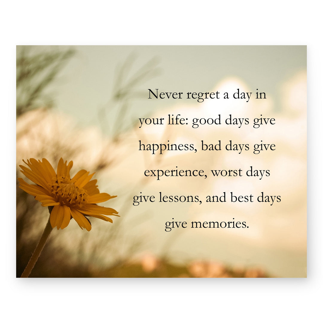 Never Regret Floral Inspirational Wall Art