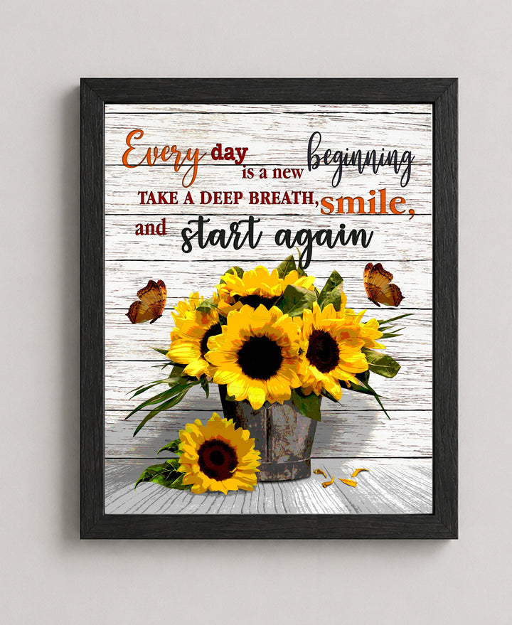 New Beginning Sunflower Inspirational Wall Art