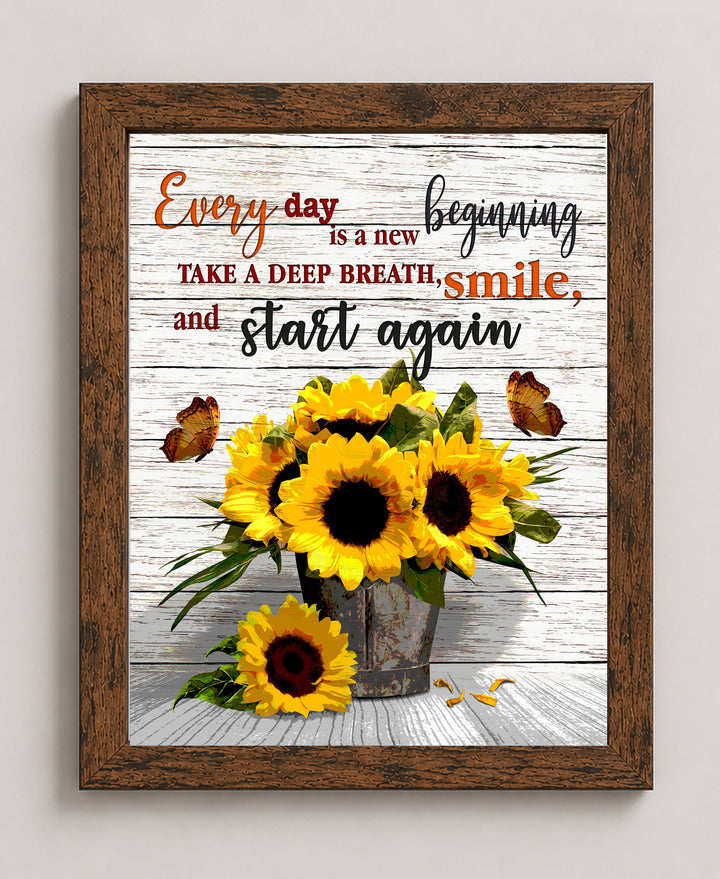 New Beginning Sunflower Inspirational Wall Art