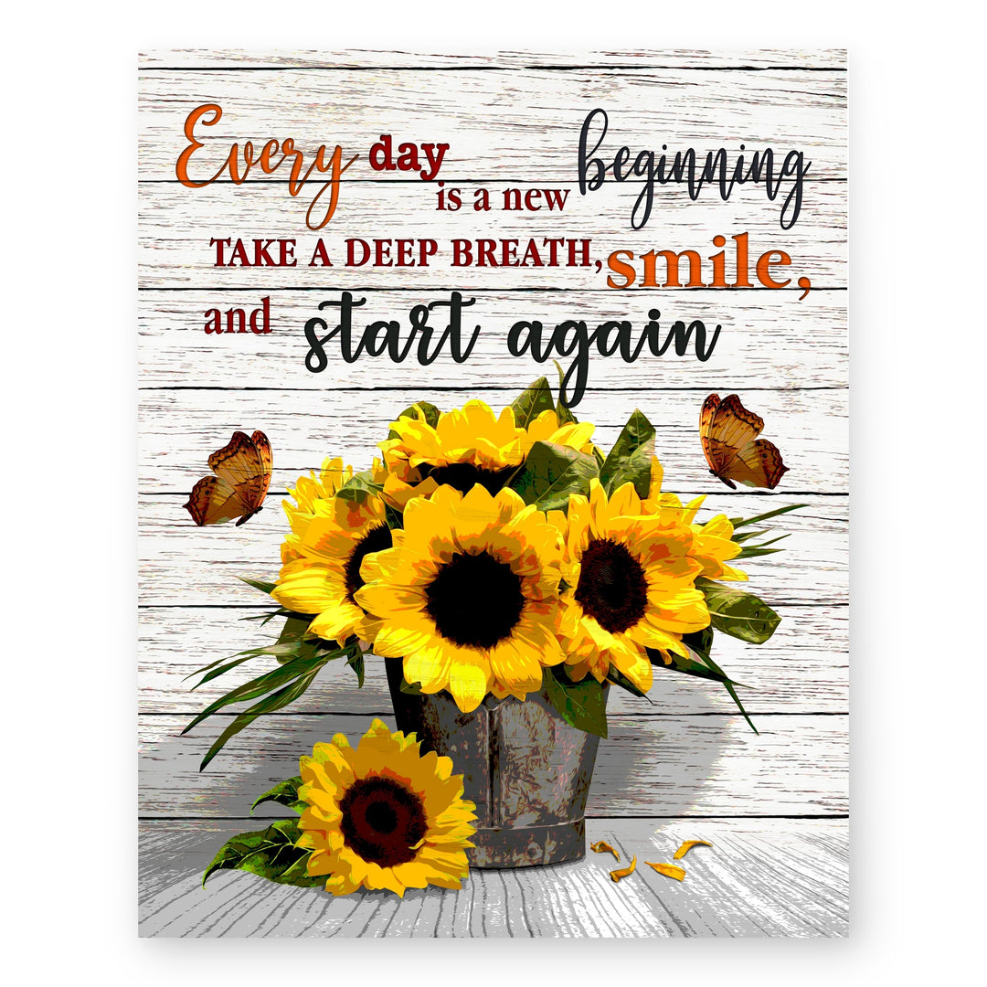 New Beginning Sunflower Inspirational Wall Art