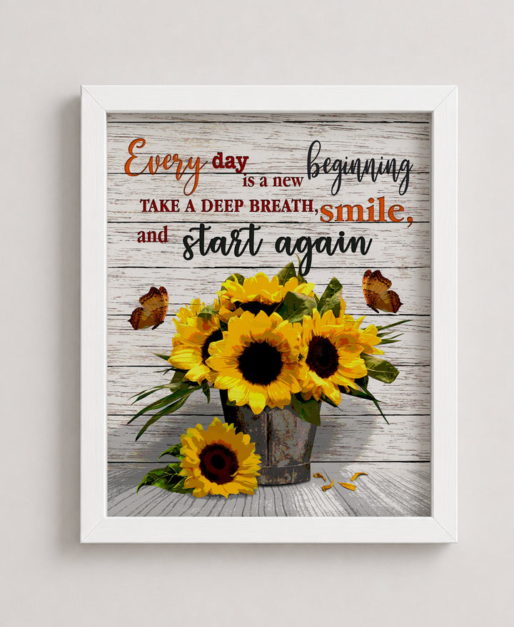 New Beginning Sunflower Inspirational Wall Art