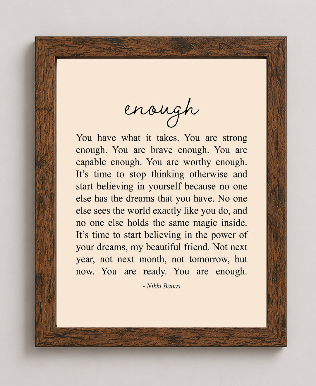 You Are Enough Inspirational Typography Wall Art