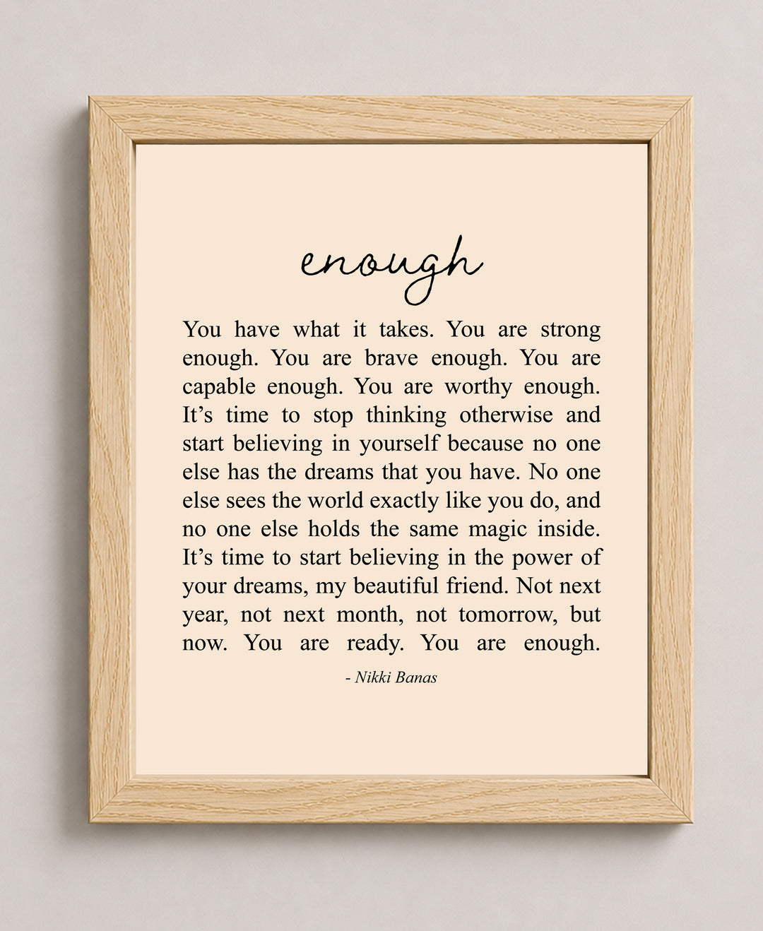 You Are Enough Inspirational Typography Wall Art