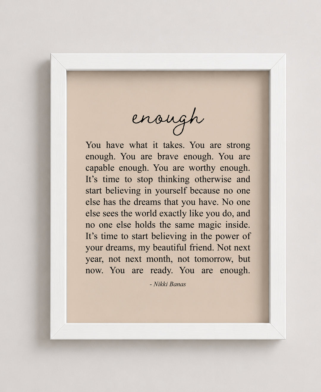 You Are Enough Inspirational Typography Wall Art