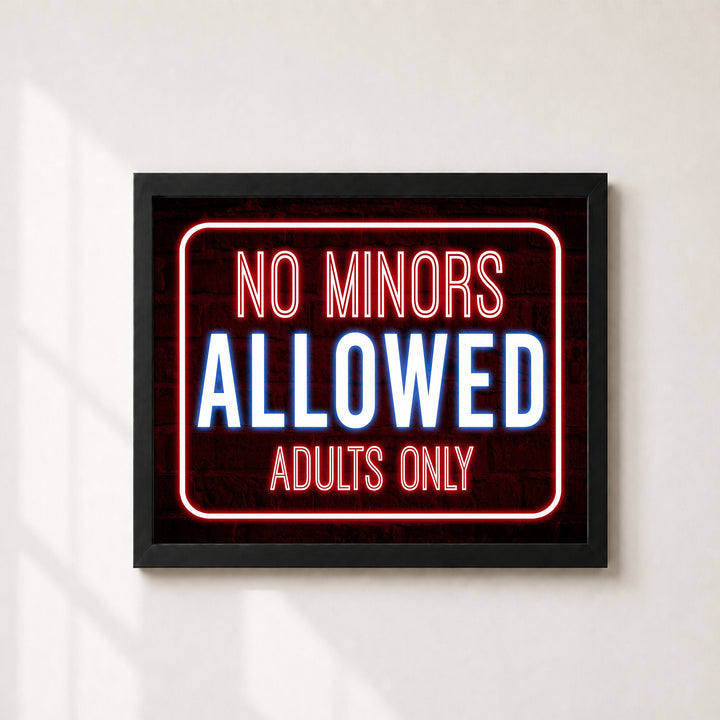 No Minors Allowed Adults Only Funny Wall Art