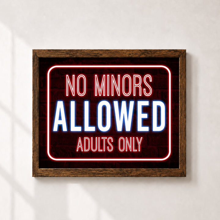 No Minors Allowed Adults Only Funny Wall Art