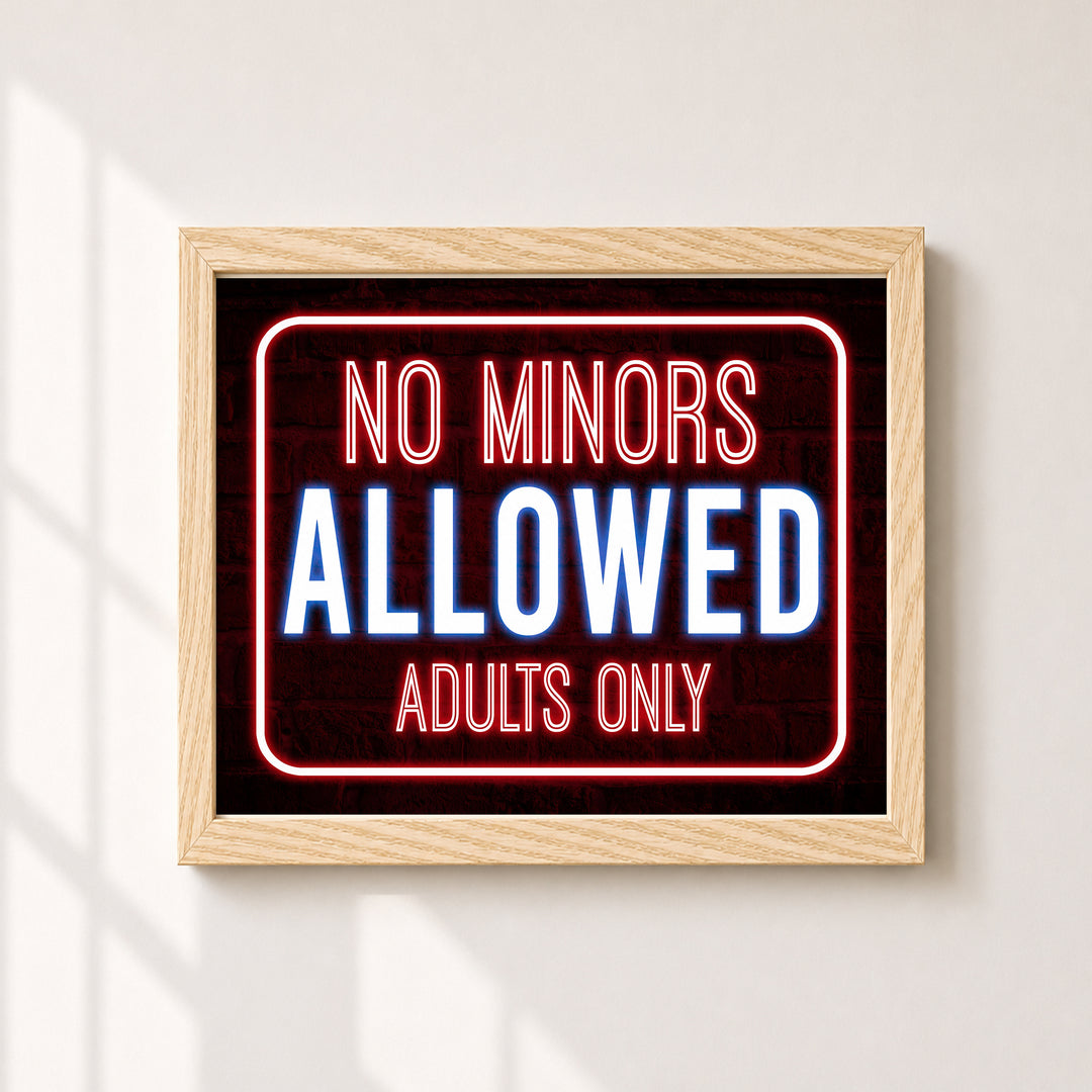 No Minors Allowed Adults Only Funny Wall Art