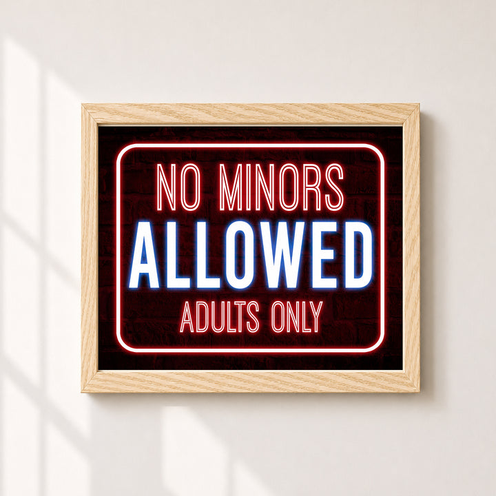 No Minors Allowed Adults Only Funny Wall Art