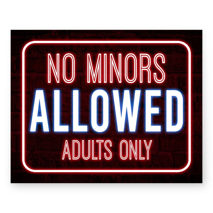 No Minors Allowed Adults Only Funny Wall Art