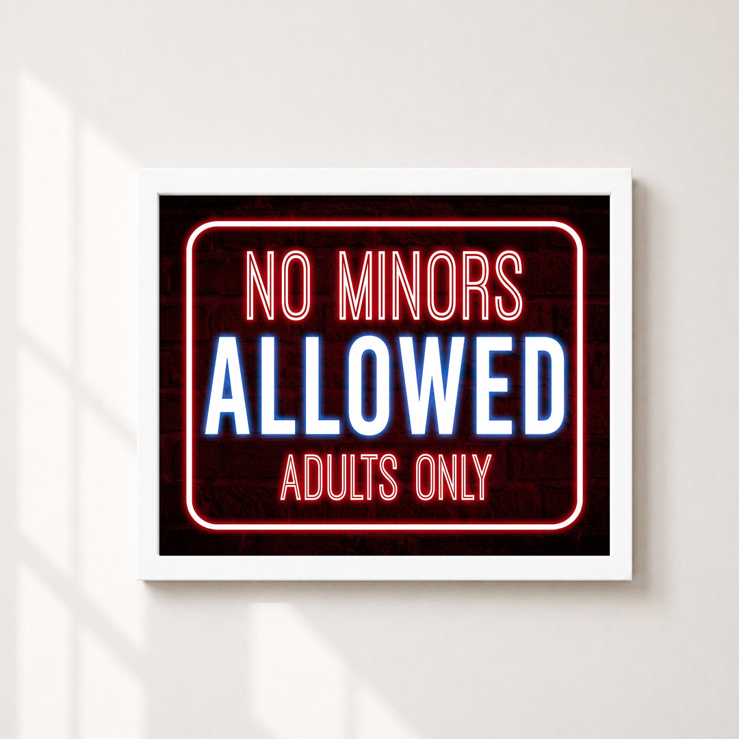 No Minors Allowed Adults Only Funny Wall Art