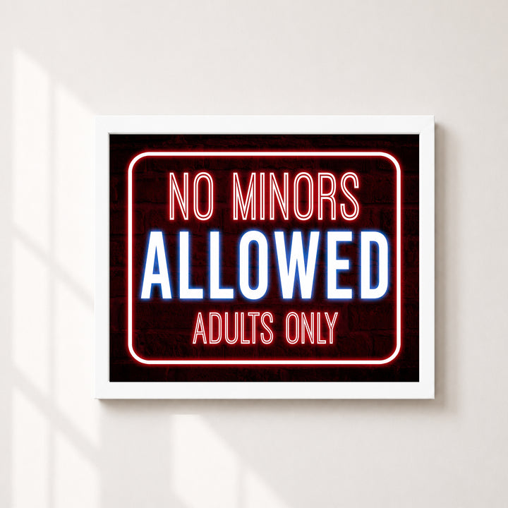 No Minors Allowed Adults Only Funny Wall Art